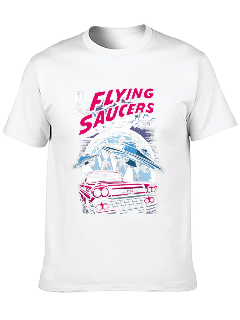 Flying Saucers Comic T-Shirt - Retro UFO Design product image 9