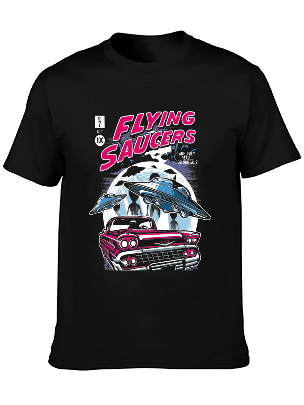 Flying Saucers Comic T-Shirt - Retro UFO Design product image 3