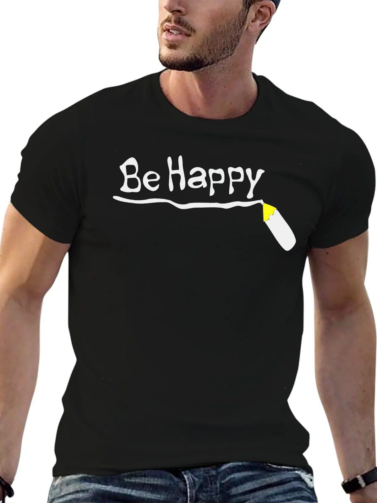 Be Happy T-Shirt - Black Graphic Tee product image 6