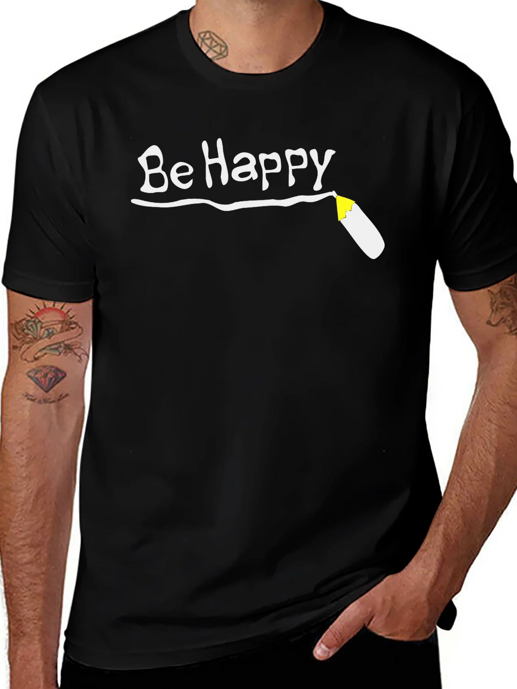 Be Happy T-Shirt - Black Graphic Tee product image 1