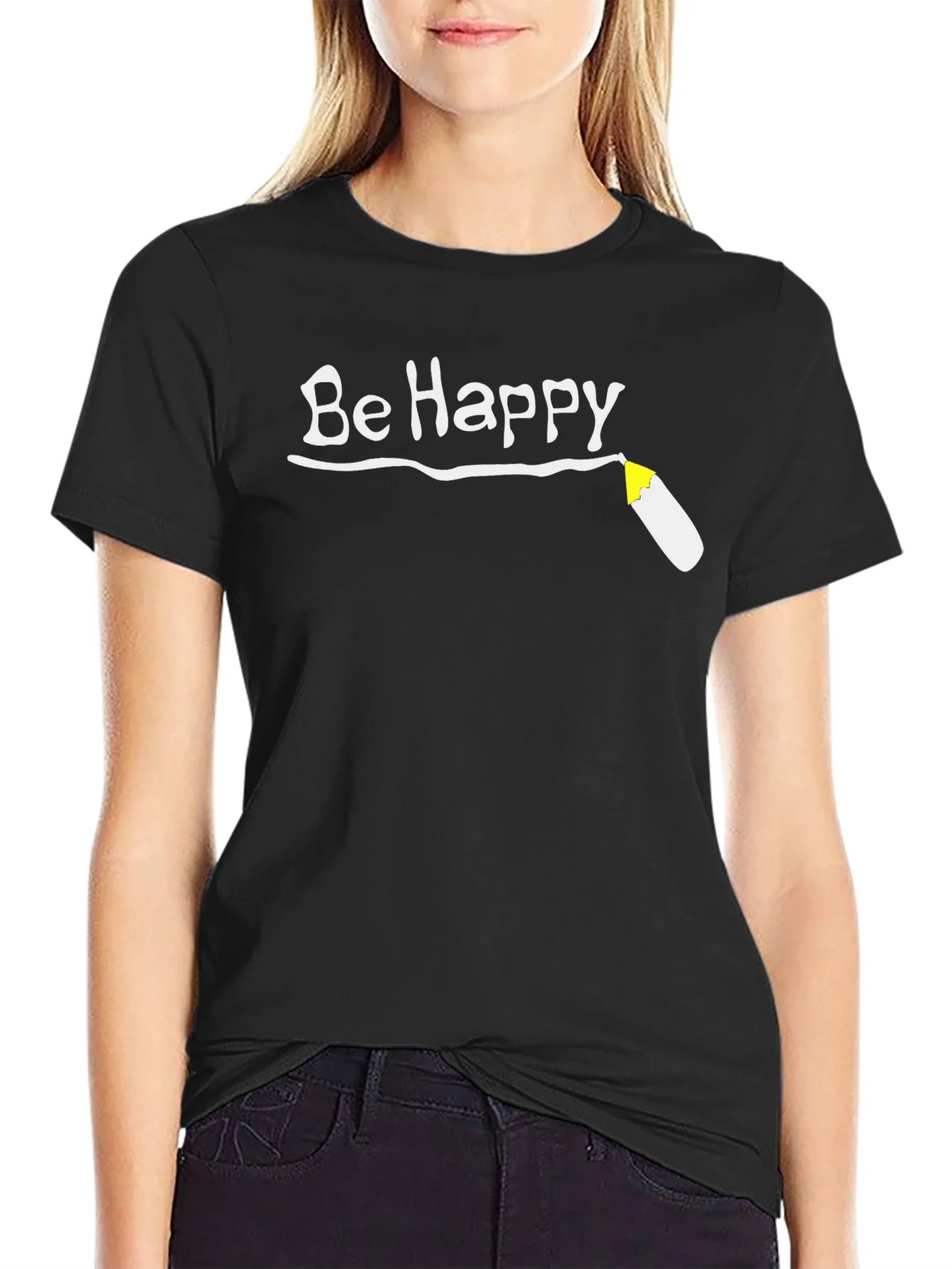 Be Happy T-Shirt - Black Graphic Tee product image 2