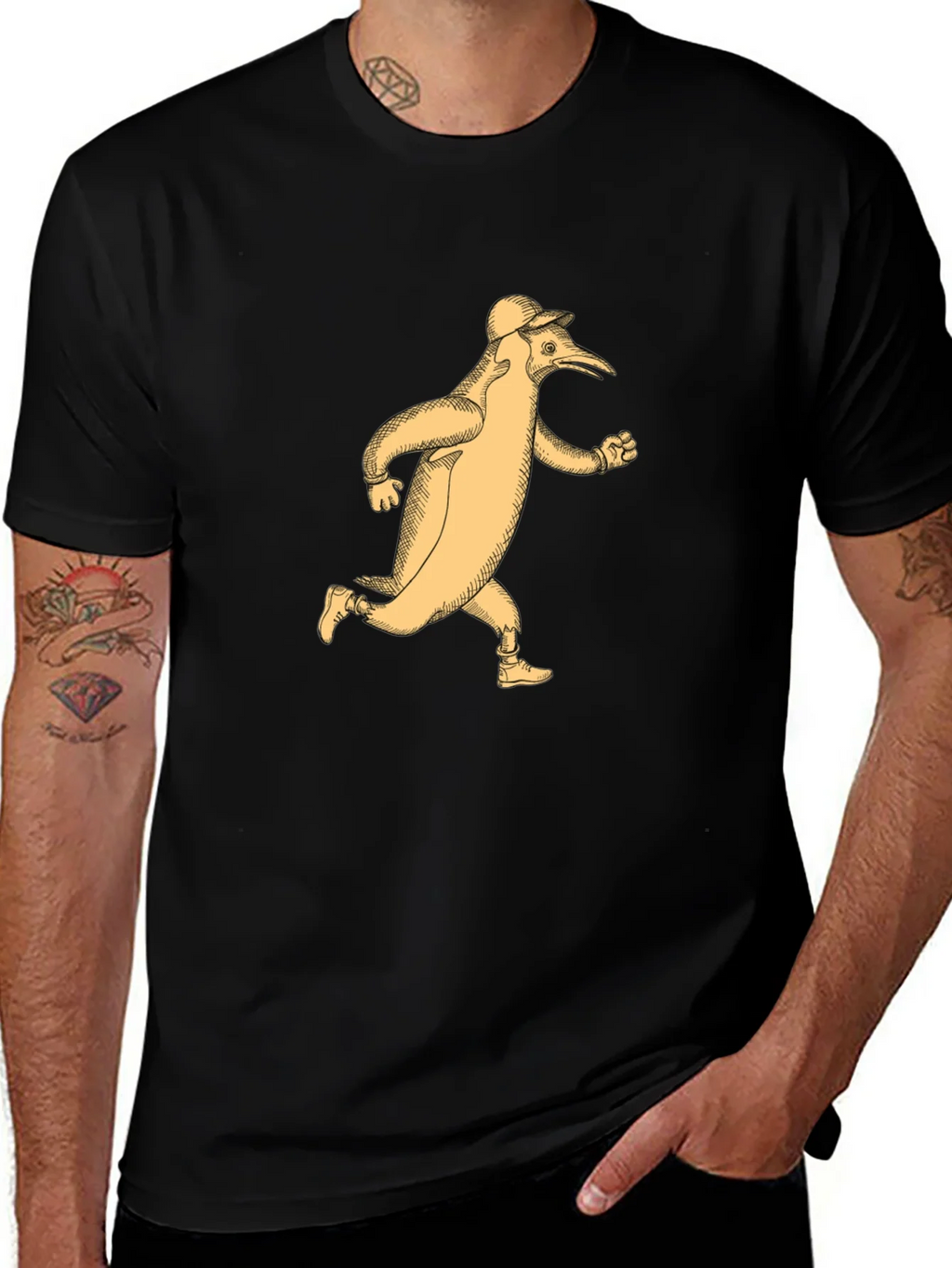Running Penguin T-Shirt - Black Cotton Tee product image 1