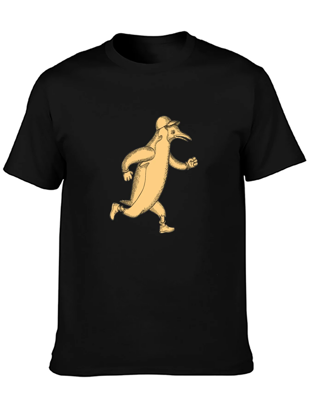 Running Penguin T-Shirt - Black Cotton Tee product image 2