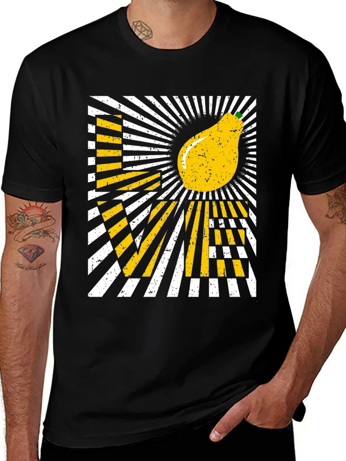 Love Pear Graphic T-Shirt - Black Cotton Tee product image 1