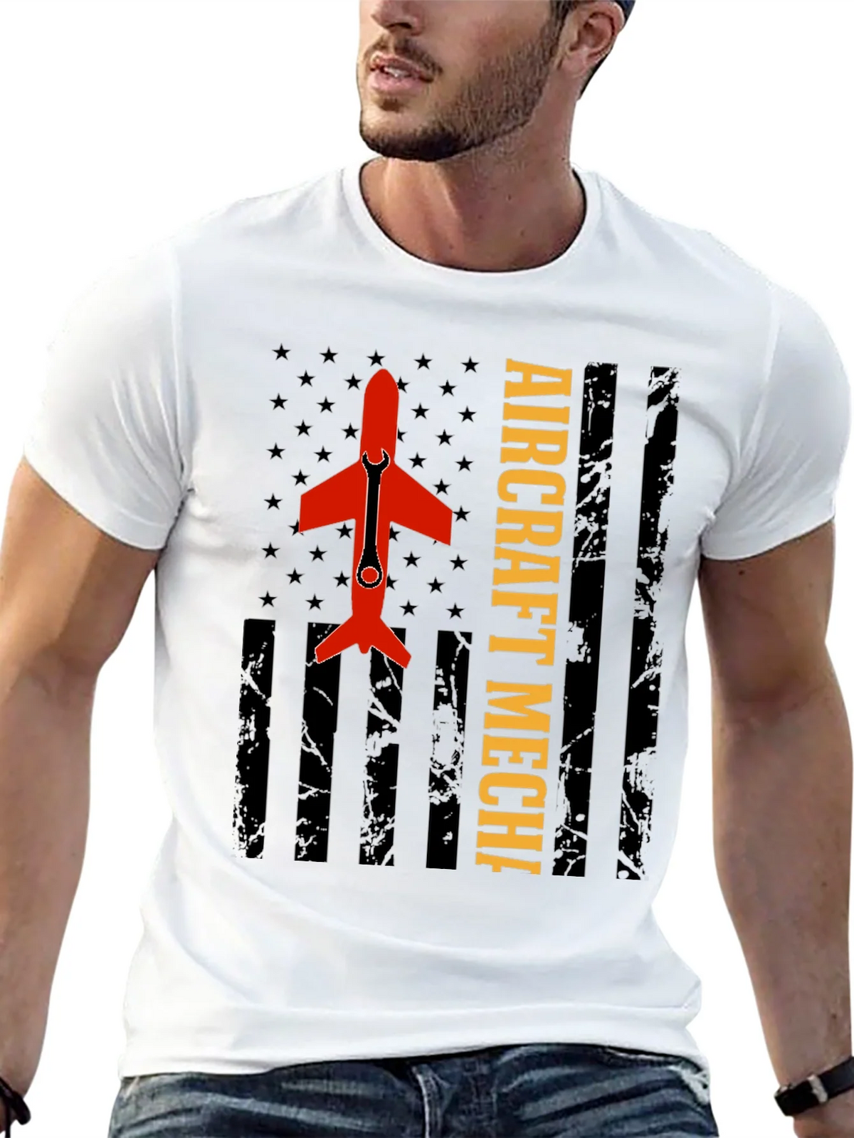 Aircraft Mechanic Tee - Patriotic Flag Design product image 6