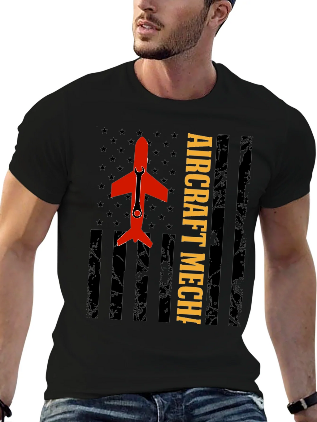 Aircraft Mechanic Tee - Patriotic Flag Design product image 3