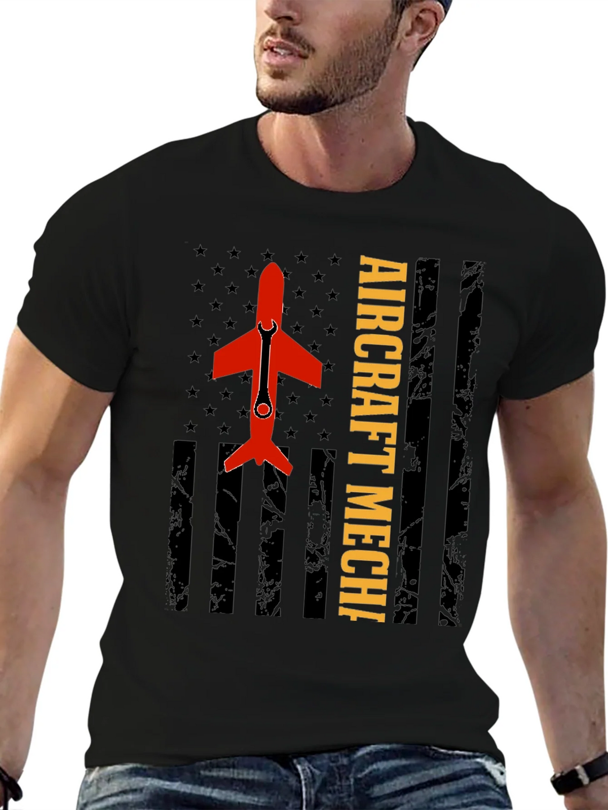 Aircraft Mechanic Tee - Patriotic Flag Design product image 3