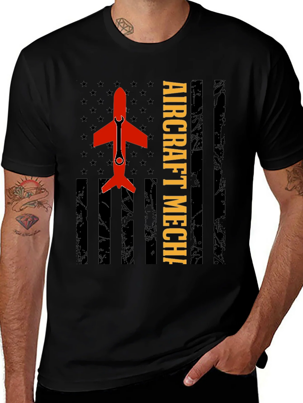 Aircraft Mechanic Tee - Patriotic Flag Design product image 1