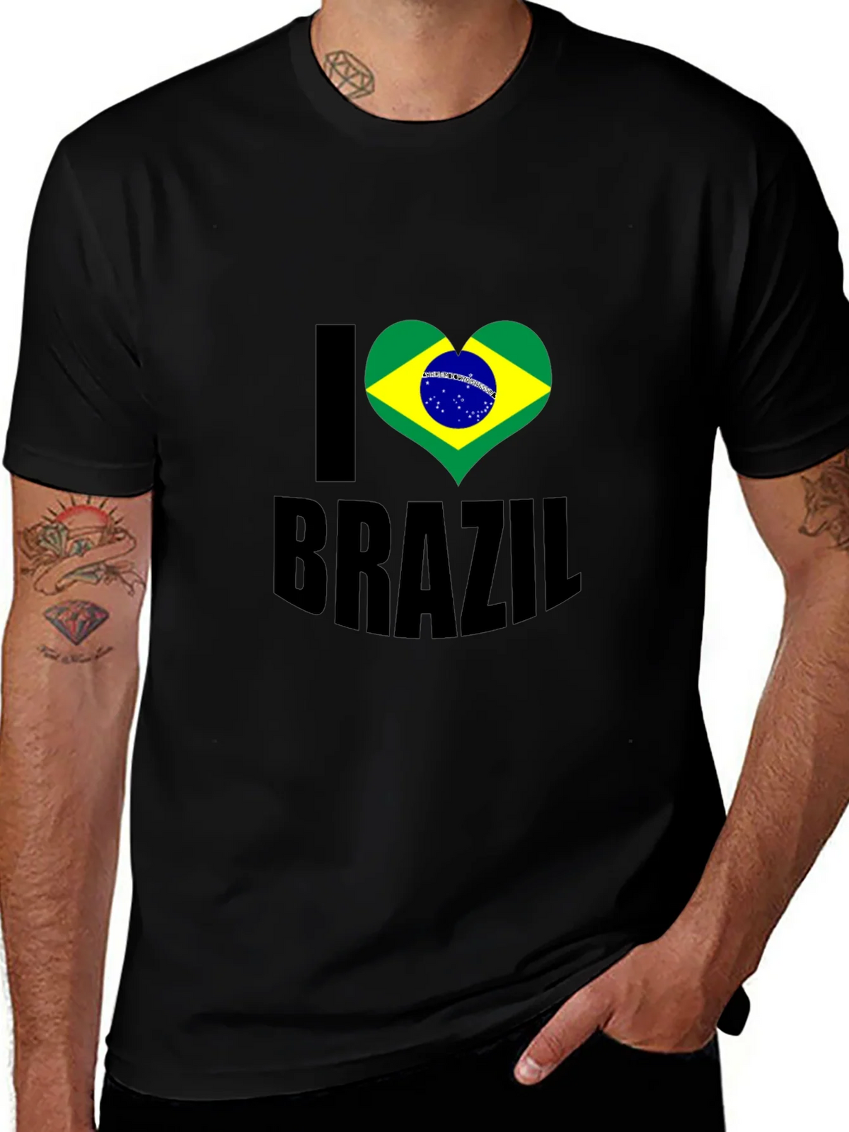 I Heart Brazil Graphic T-Shirt - Mens Black Tee product image 1