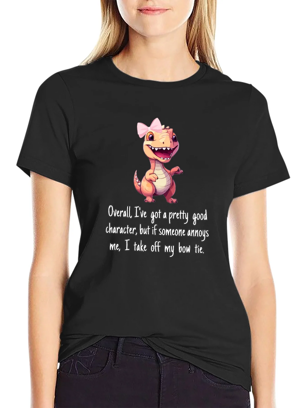 Dino Bow Tie T-Shirt: Good Character But... product image 2