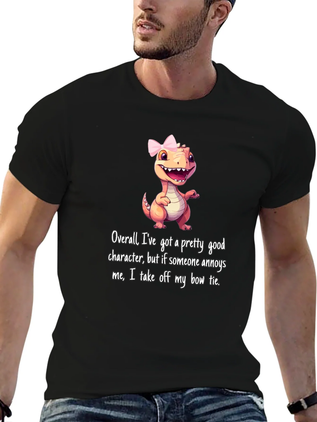 Dino Bow Tie T-Shirt: Good Character But... product image 6