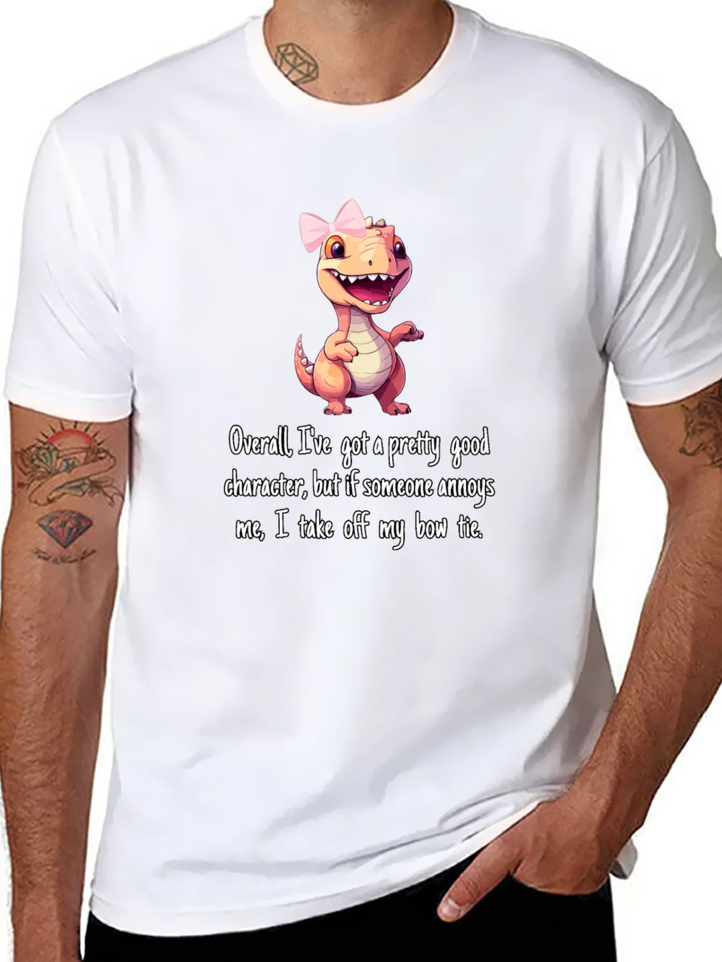 Dino Bow Tie T-Shirt: Good Character But... product image 7