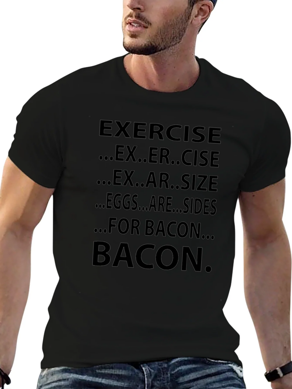 Bacon Exercise Funny Graphic T-Shirt product image 5