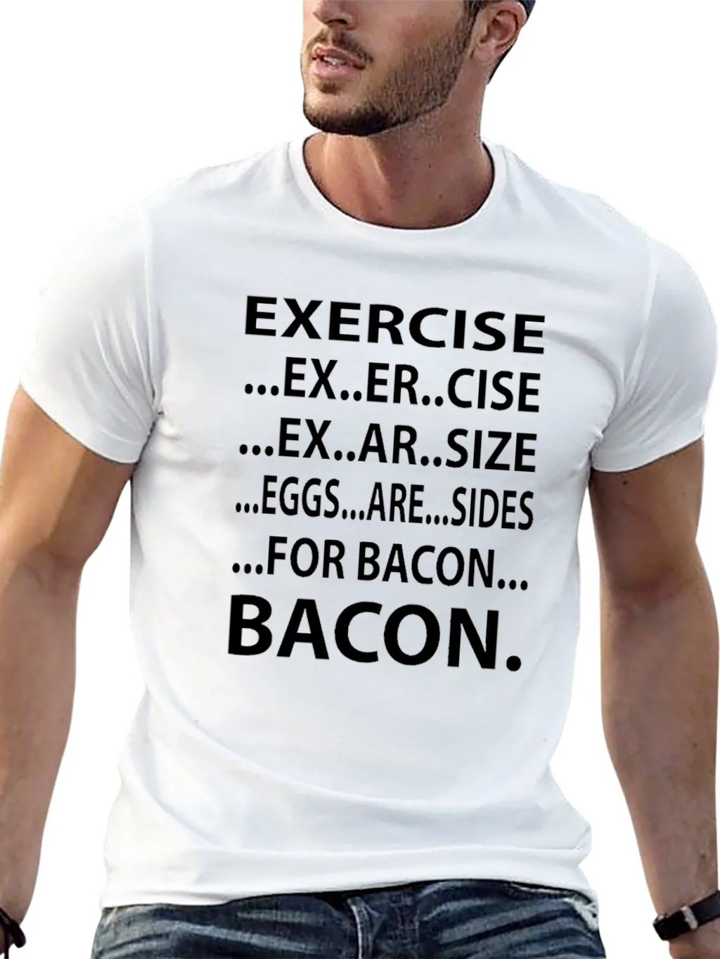 Bacon Exercise Funny Graphic T-Shirt product image 7