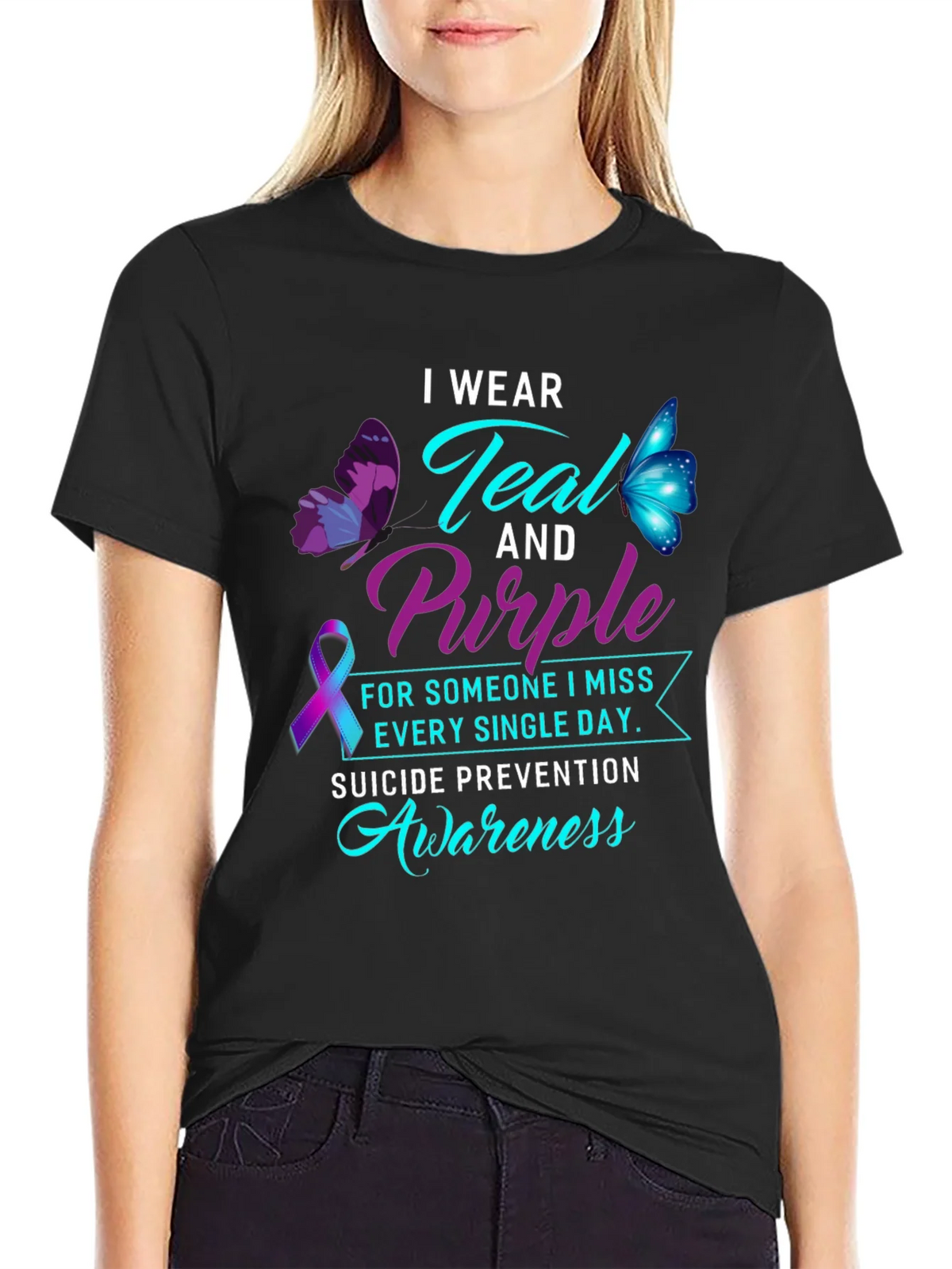 Teal & Purple Suicide Awareness Graphic Tee product image 2