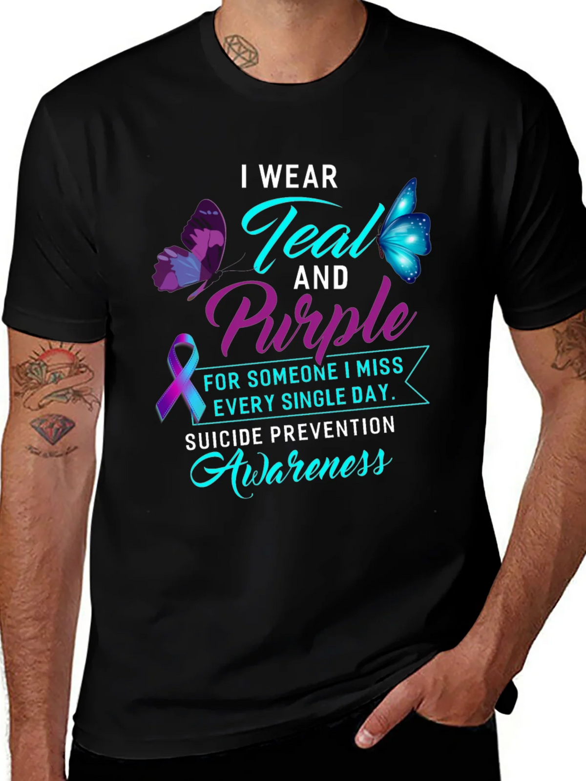 Teal & Purple Suicide Awareness Graphic Tee product image 1