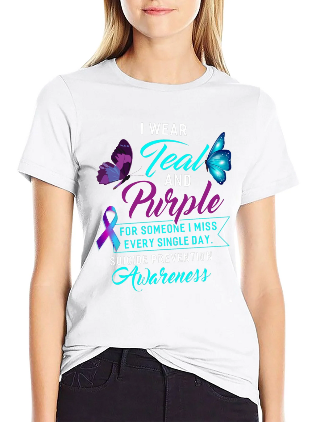 Teal & Purple Suicide Awareness Graphic Tee product image 8