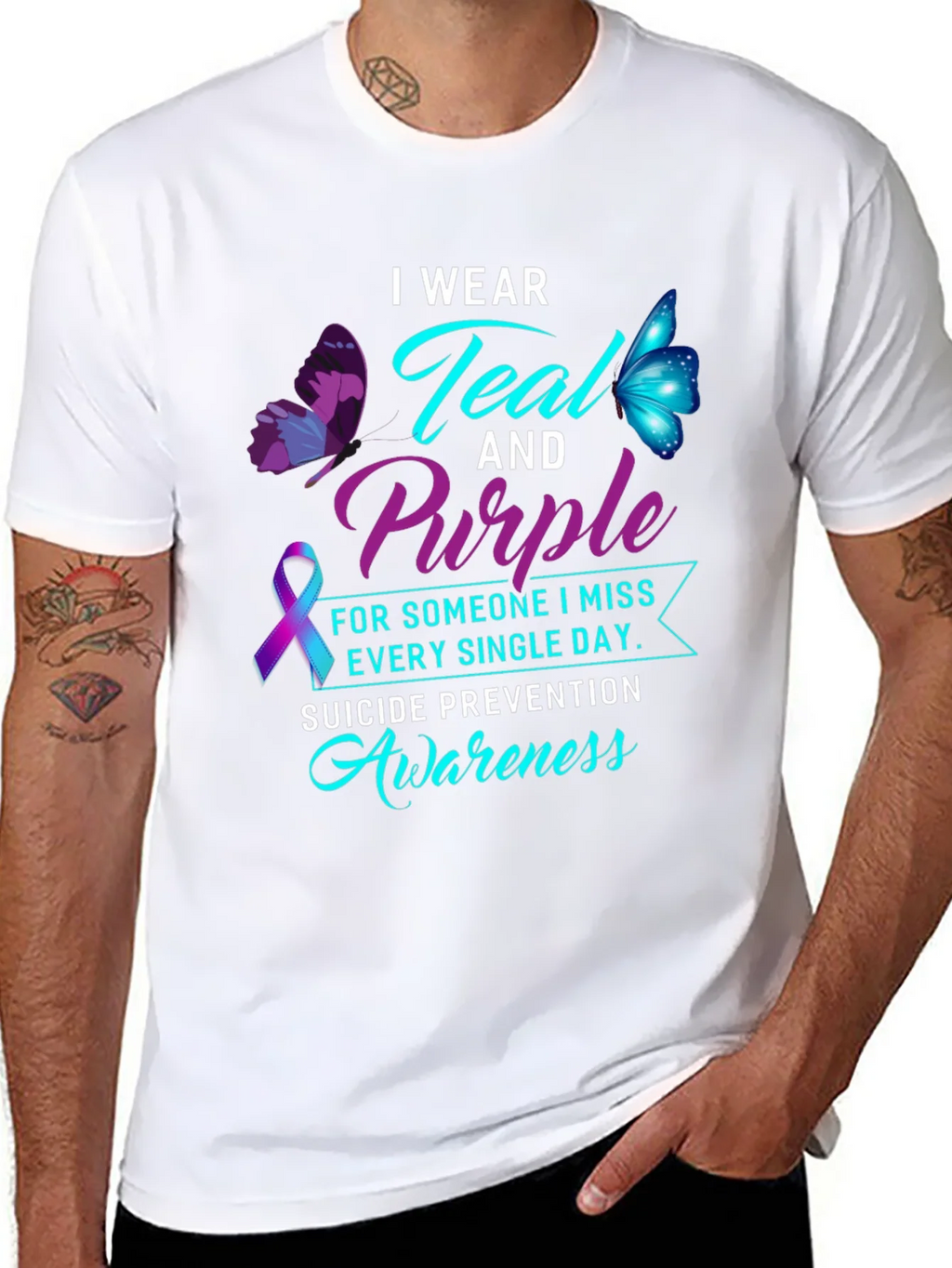Teal & Purple Suicide Awareness Graphic Tee product image 7