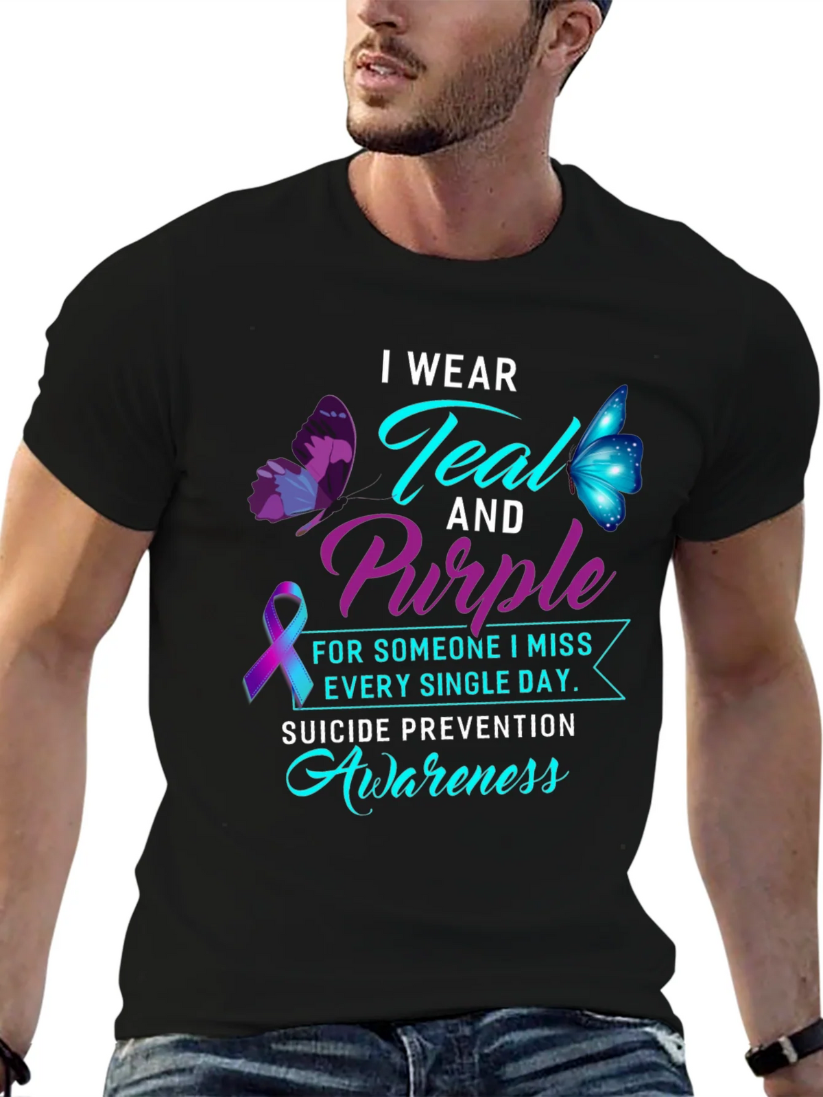 Teal & Purple Suicide Awareness Graphic Tee product image 6