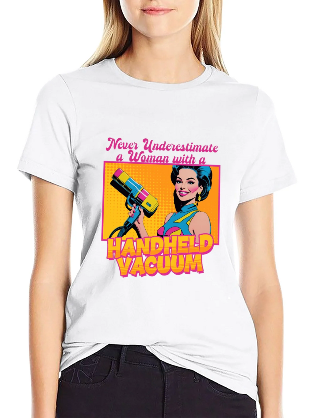 Funny Woman Handheld Vacuum Graphic T-Shirt product image 6