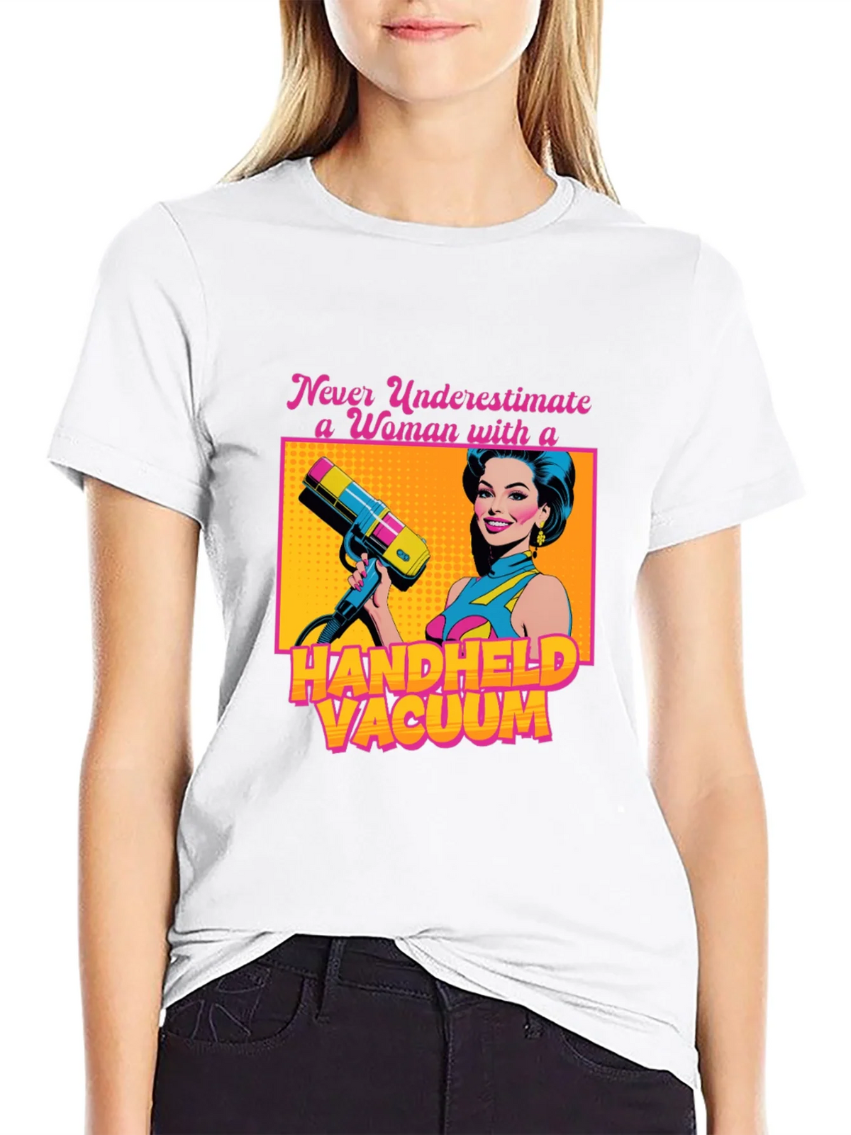 Funny Woman Handheld Vacuum Graphic T-Shirt product image 6