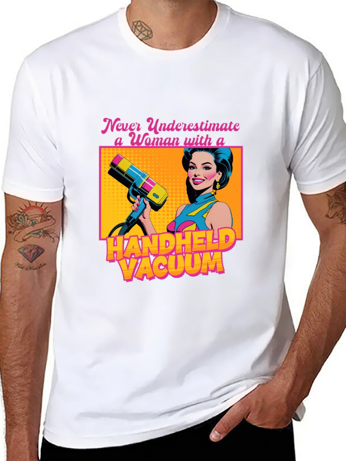 Funny Woman Handheld Vacuum Graphic T-Shirt product image 5