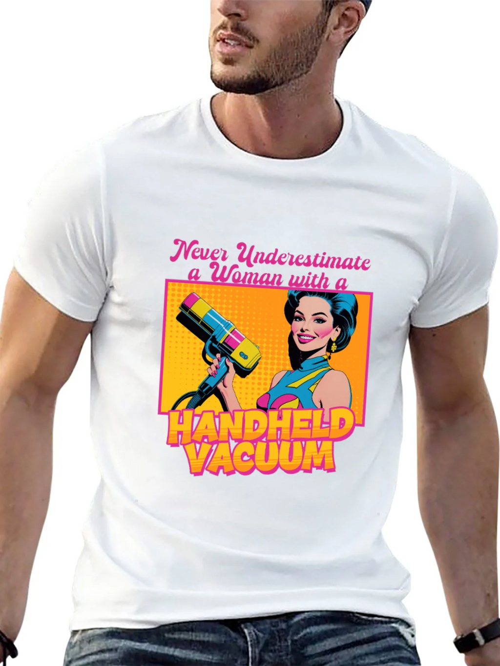 Funny Woman Handheld Vacuum Graphic T-Shirt product image 8