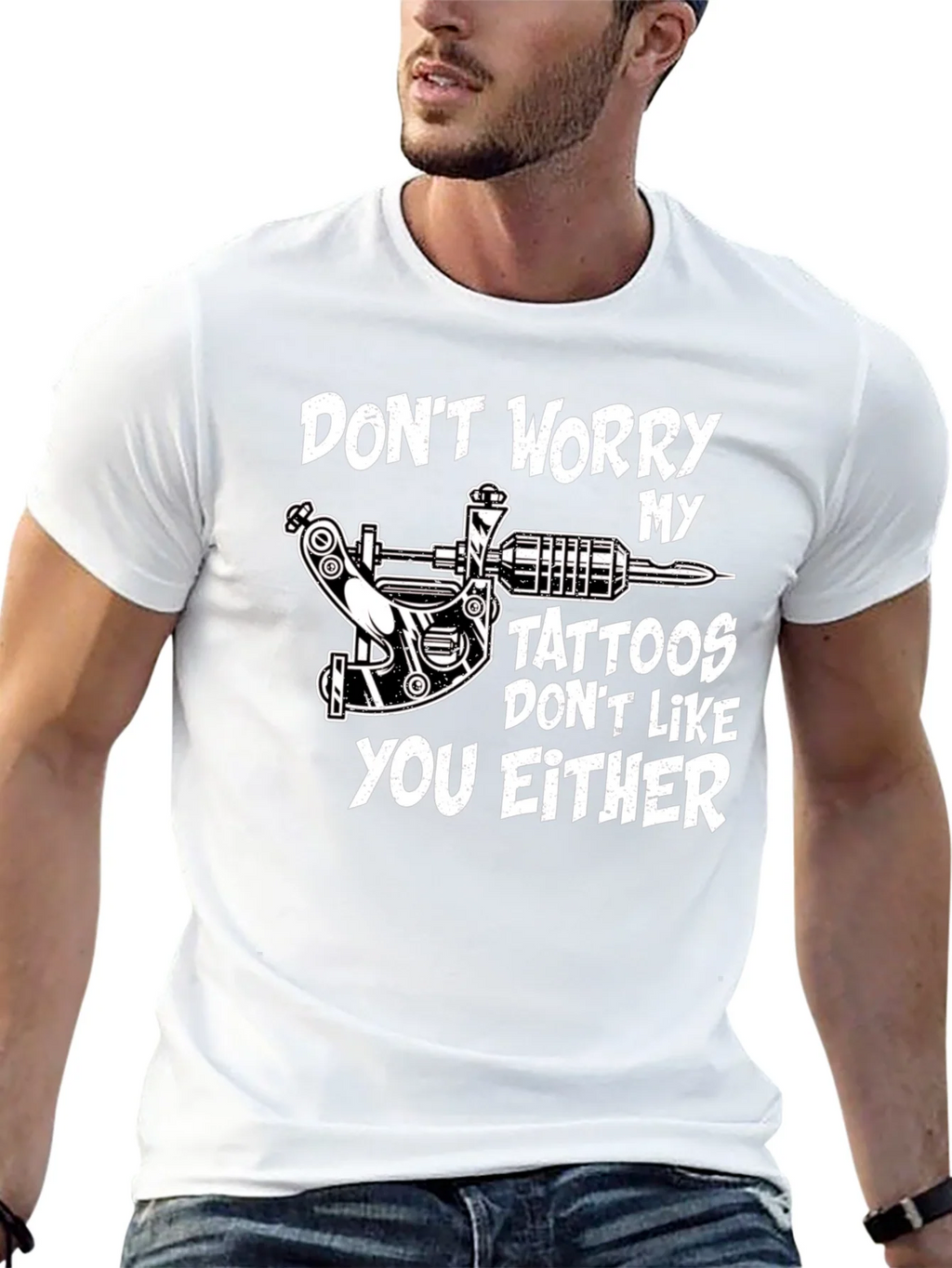 Funny Tattoo T-Shirt - Dont Worry My Tattoos Like You Either product image 3