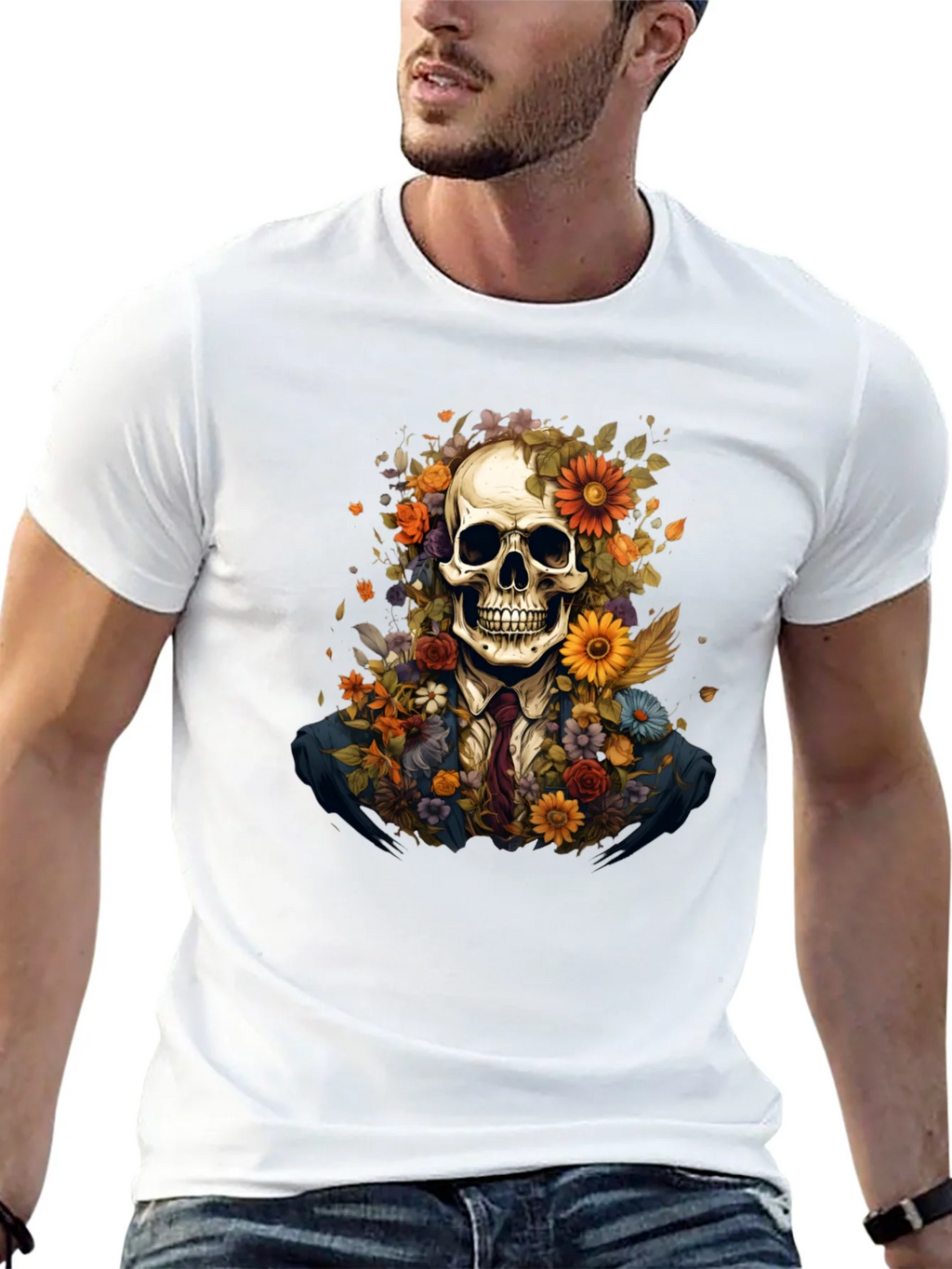 Floral Skull Graphic Tee - Unique Art Design product image 12