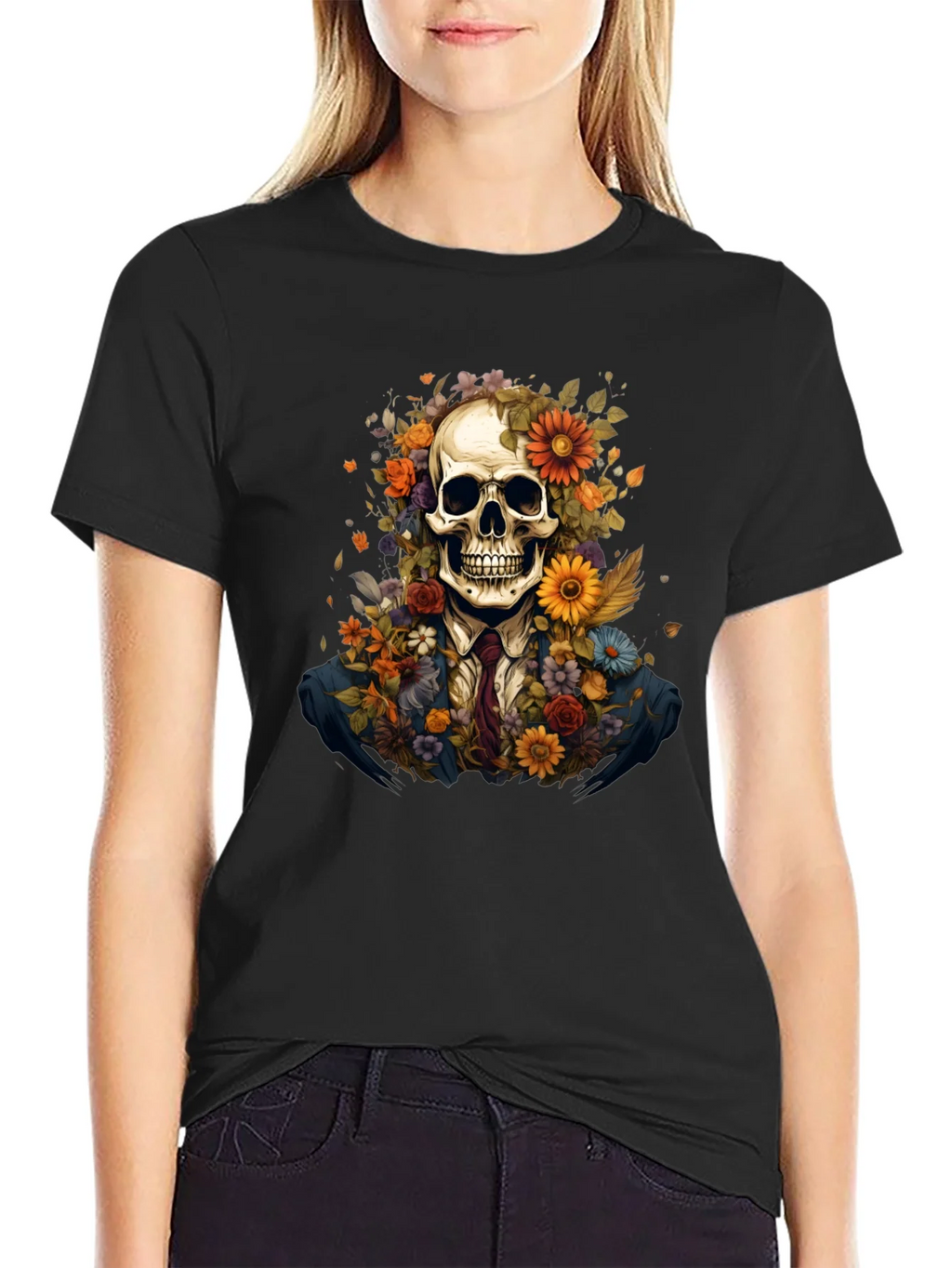 Floral Skull Graphic Tee - Unique Art Design product image 2