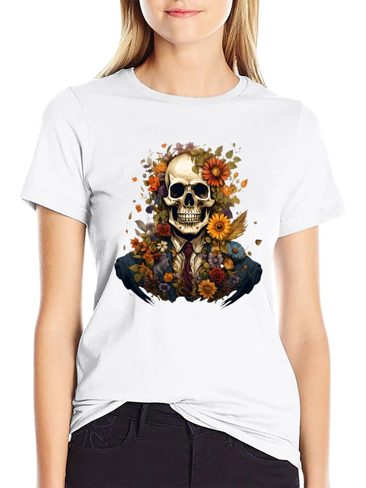 Floral Skull Graphic Tee - Unique Art Design product image 8