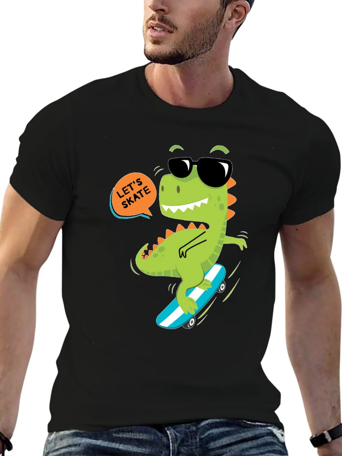 Dino Skateboard T-Shirt - Lets Skate product image 6
