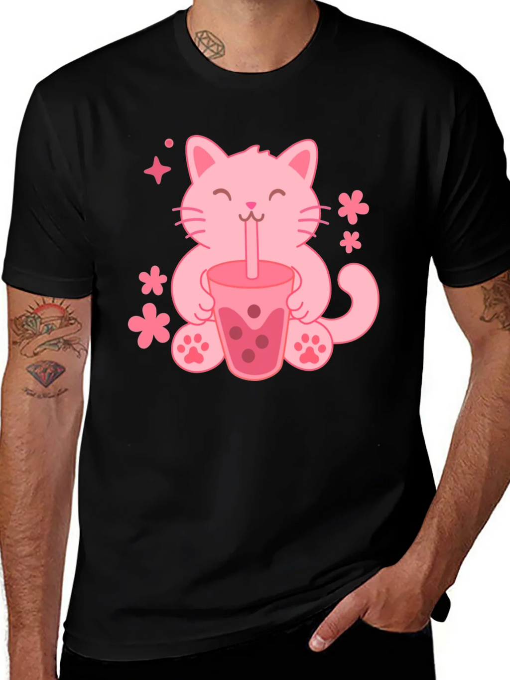 Cute Cat Boba Tea Graphic Tee - Trendy Unisex Shirt product image 1