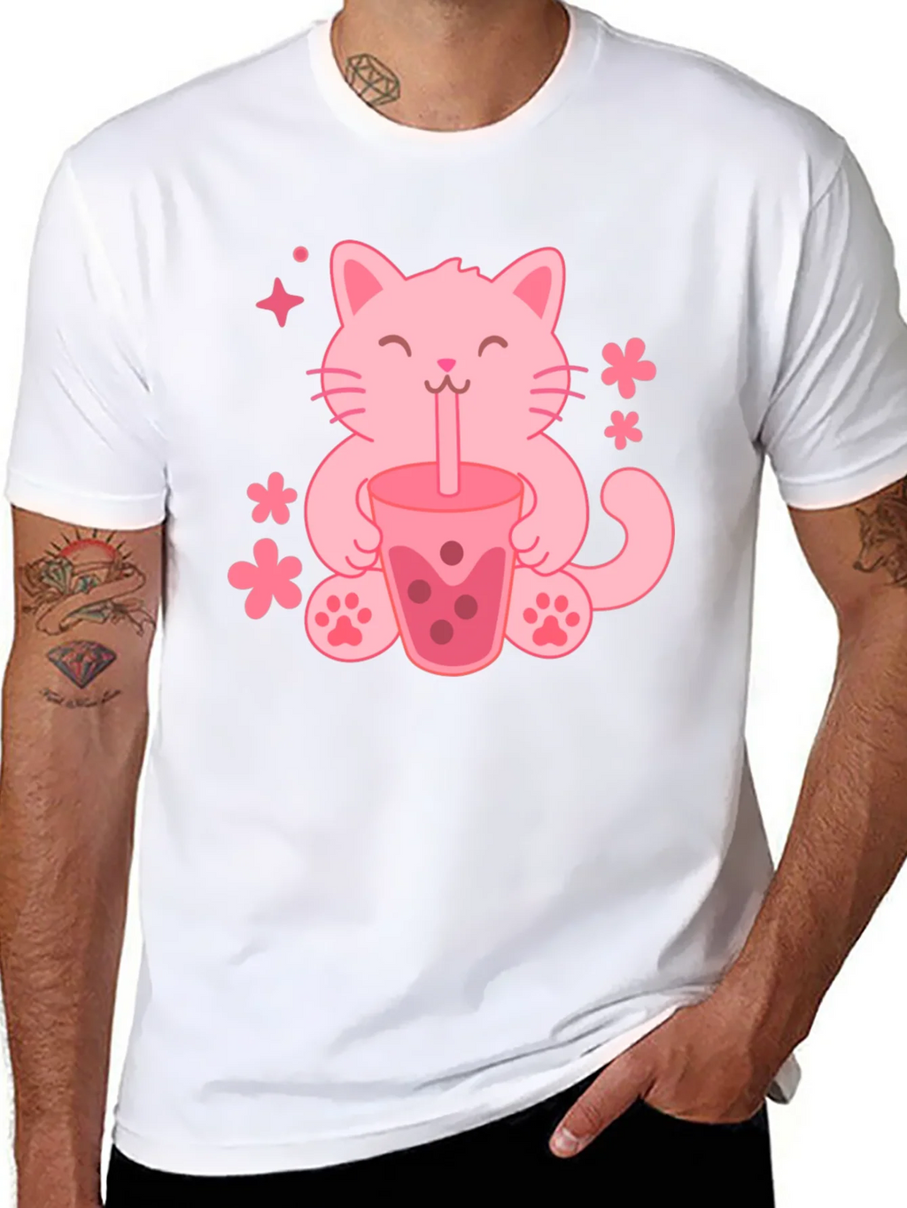 Cute Cat Boba Tea Graphic Tee - Trendy Unisex Shirt product image 7