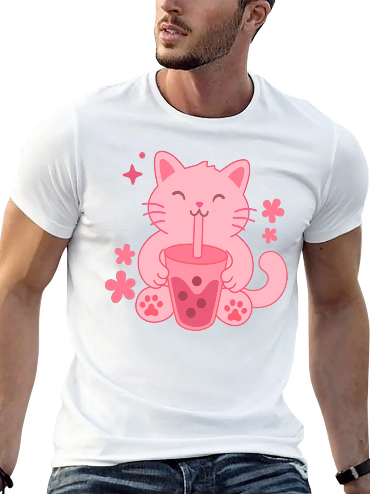 Cute Cat Boba Tea Graphic Tee - Trendy Unisex Shirt product image 12