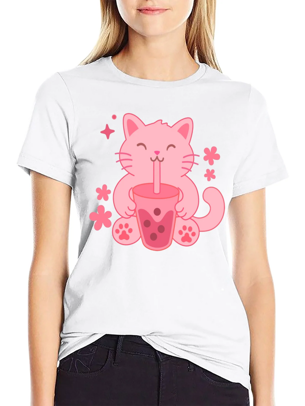 Cute Cat Boba Tea Graphic Tee - Trendy Unisex Shirt product image 8