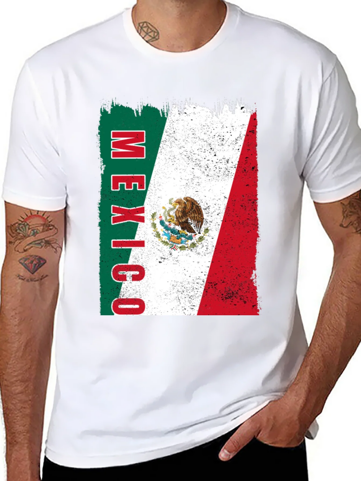 Mexico Flag Graphic Tee - Black Cotton T-Shirt product image 7