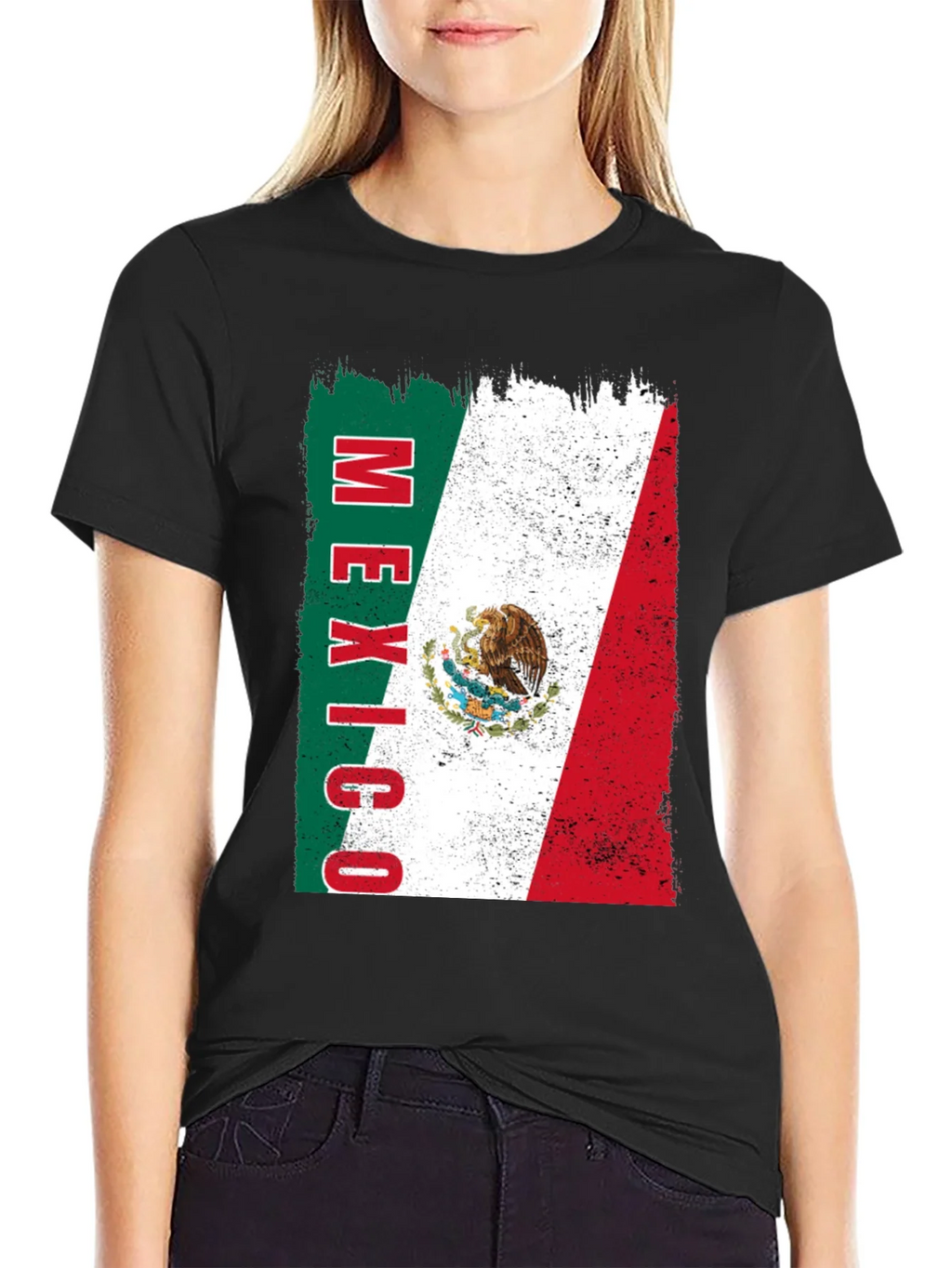 Mexico Flag Graphic Tee - Black Cotton T-Shirt product image 2
