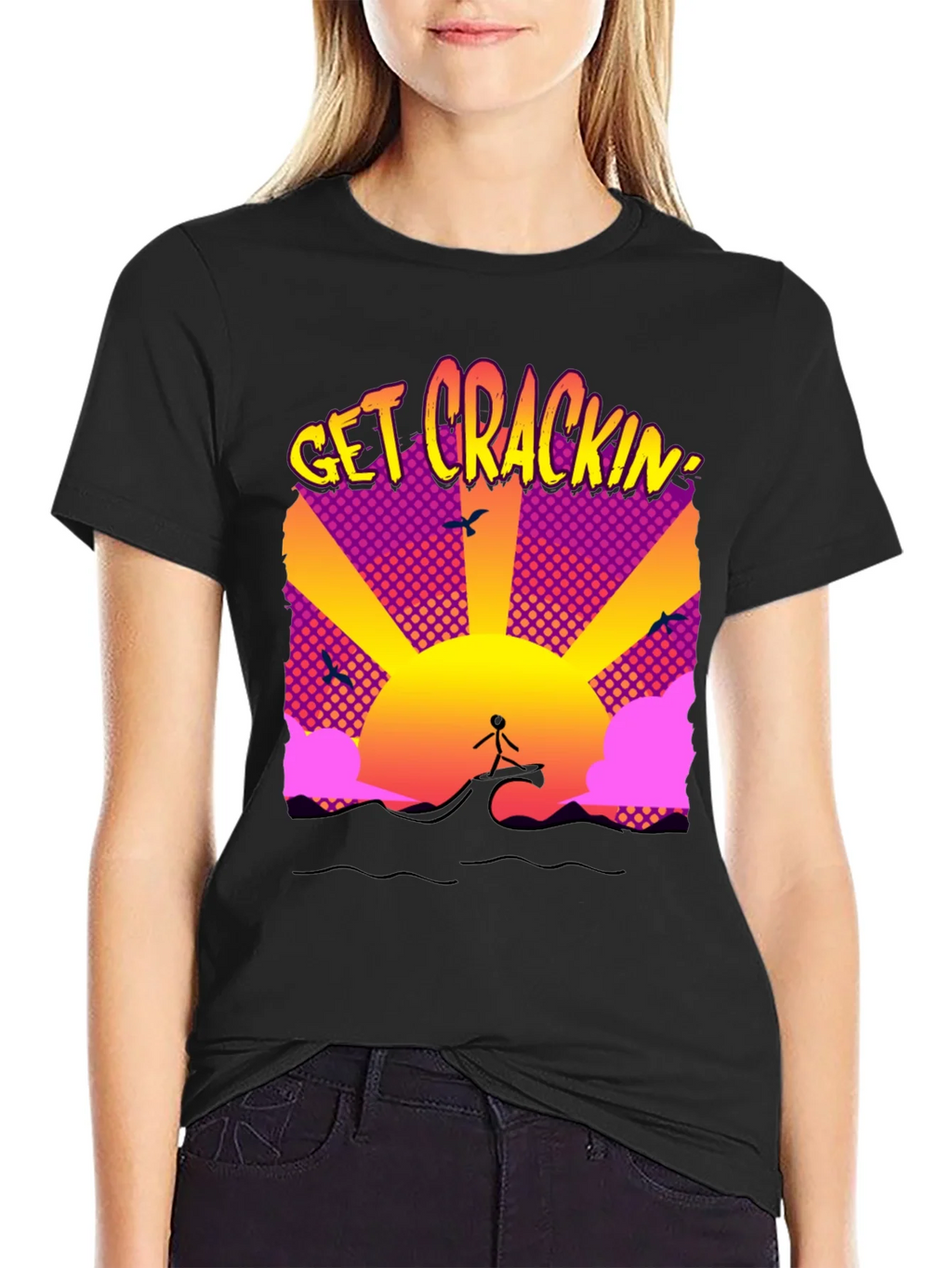 Get Crackin Graphic T-Shirt - Surfing Sunrise product image 2