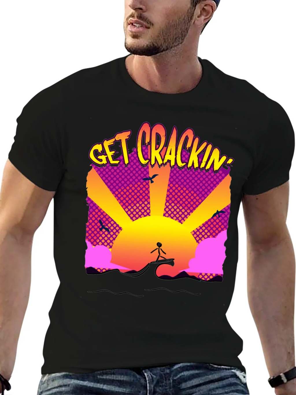 Get Crackin Graphic T-Shirt - Surfing Sunrise product image 5