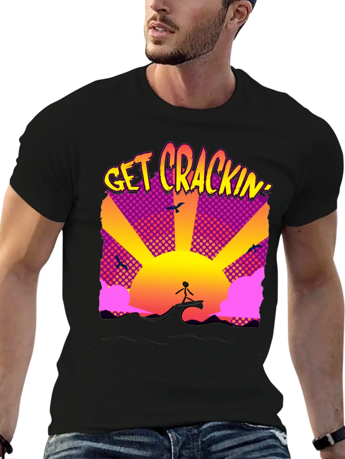 Get Crackin Graphic T-Shirt - Surfing Sunrise product image 5