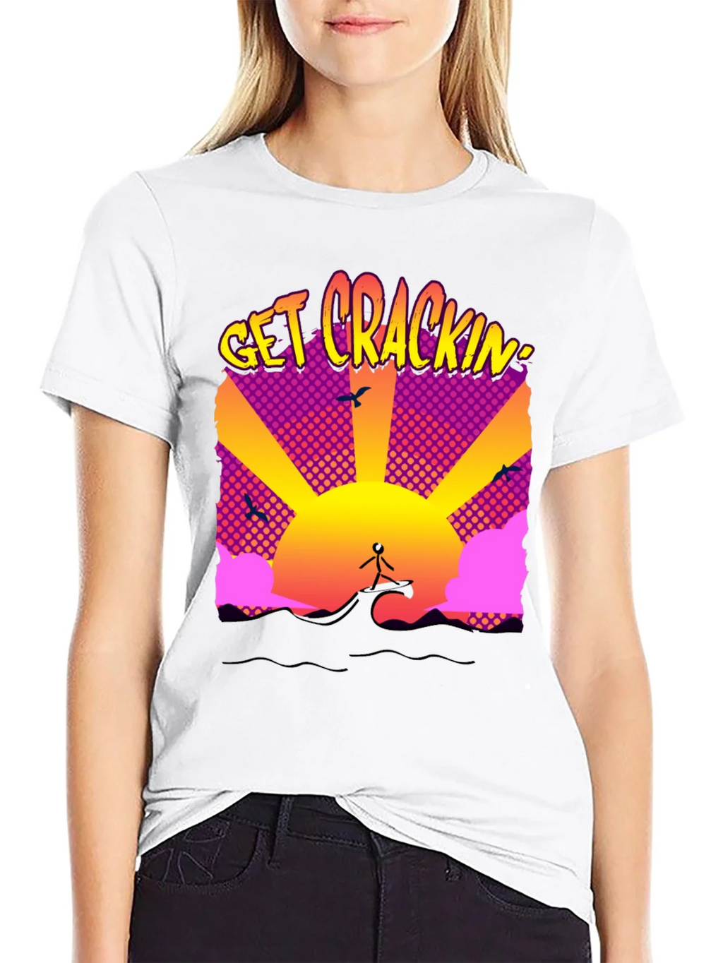 Get Crackin Graphic T-Shirt - Surfing Sunrise product image 7