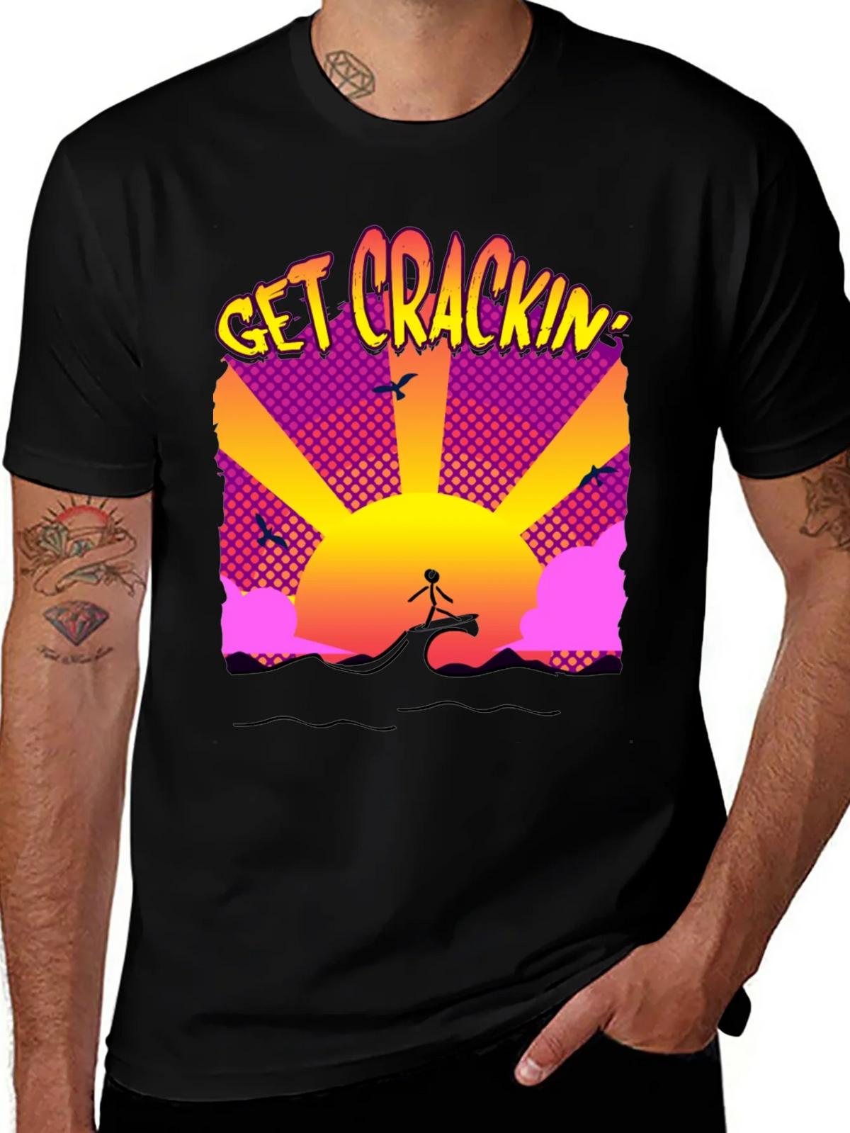 Get Crackin Graphic T-Shirt - Surfing Sunrise product image 1