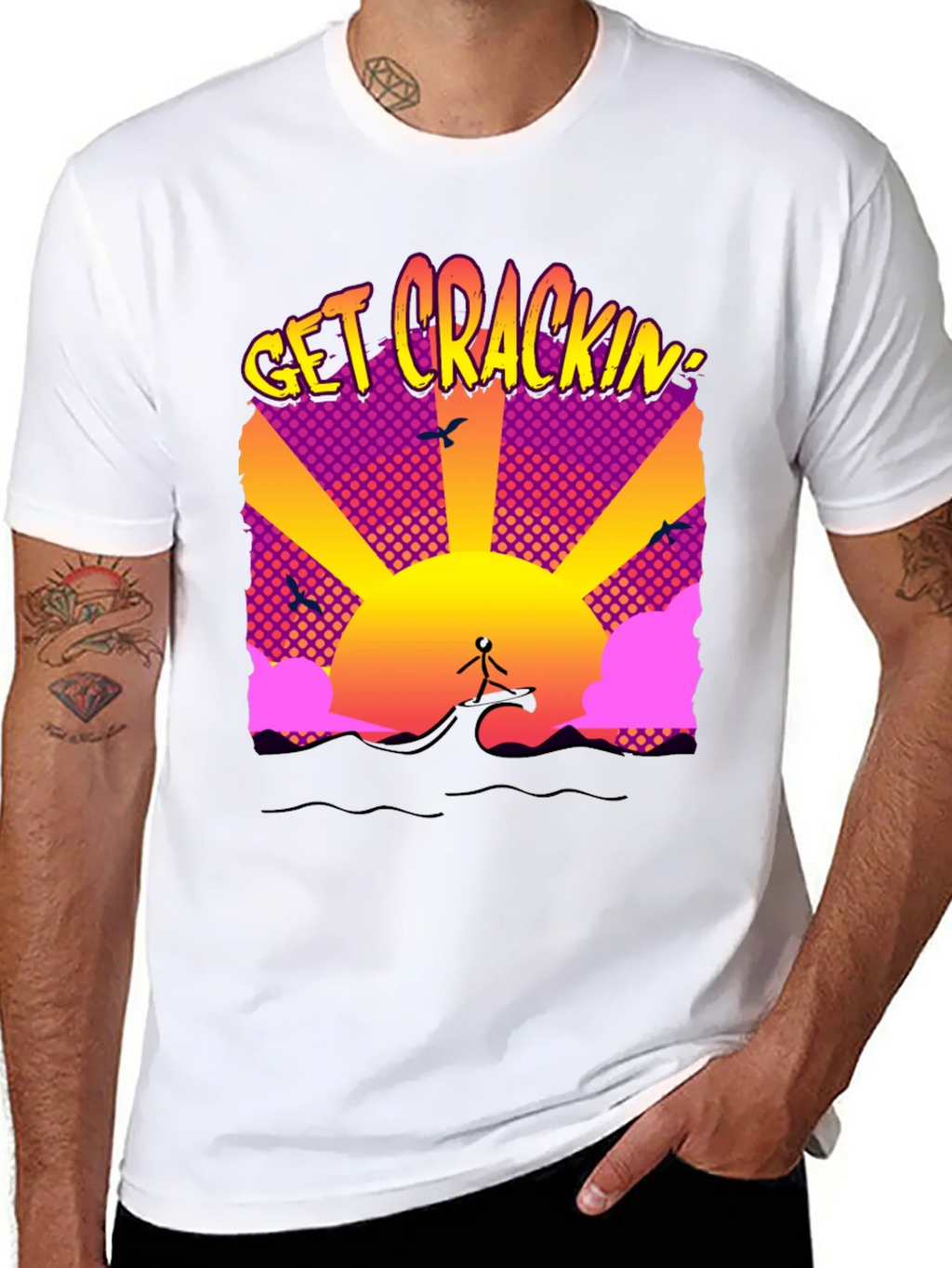 Get Crackin Graphic T-Shirt - Surfing Sunrise product image 6