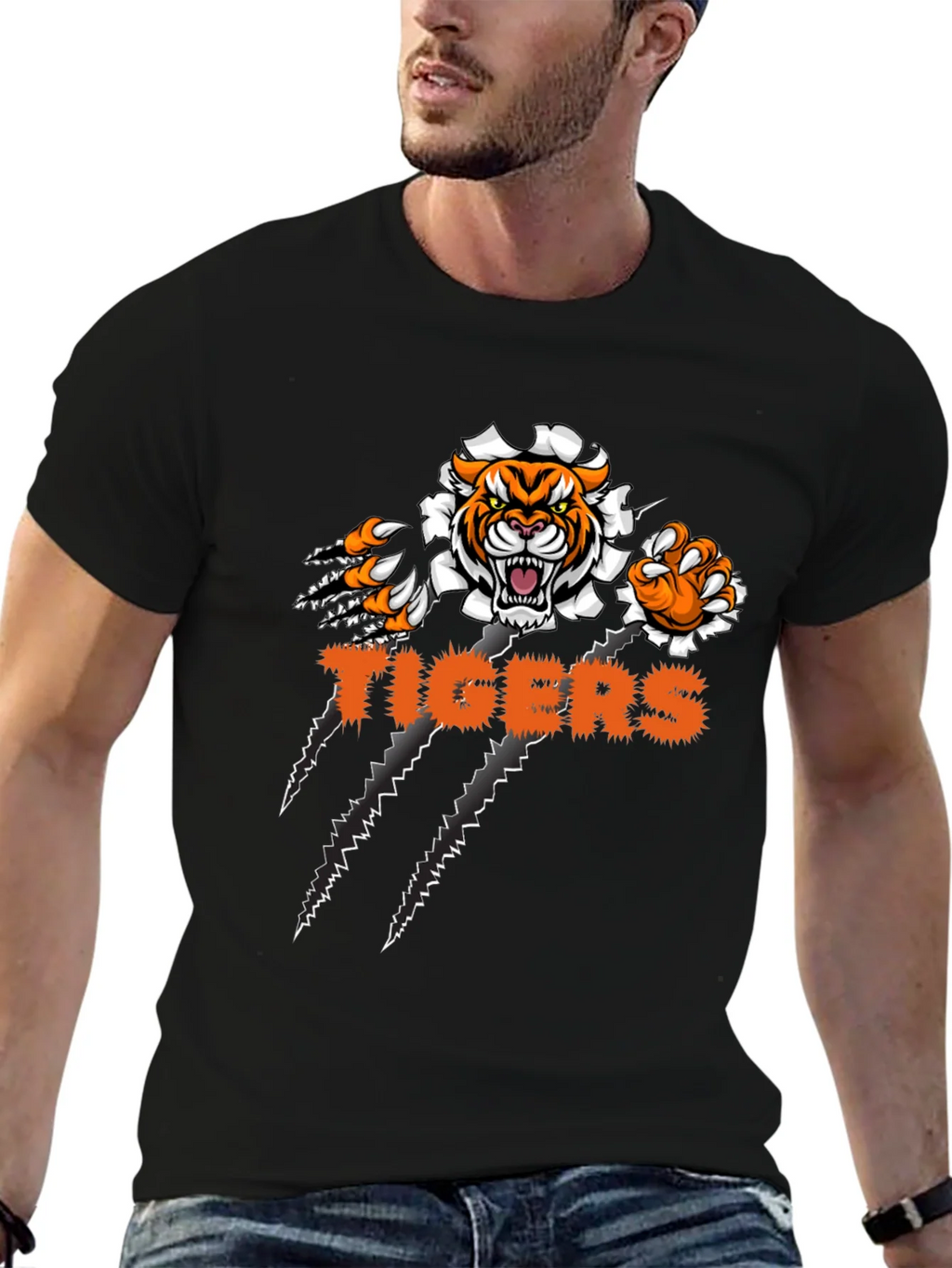Tigers Graphic Print Black T-Shirt product image 6