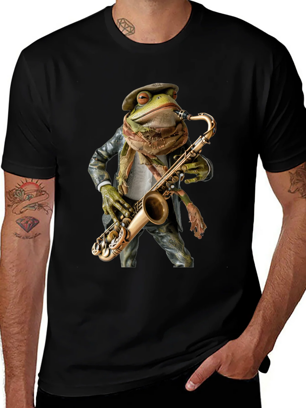 Jazz Frog Saxophone T-Shirt - Cool Musician Tee product image 1
