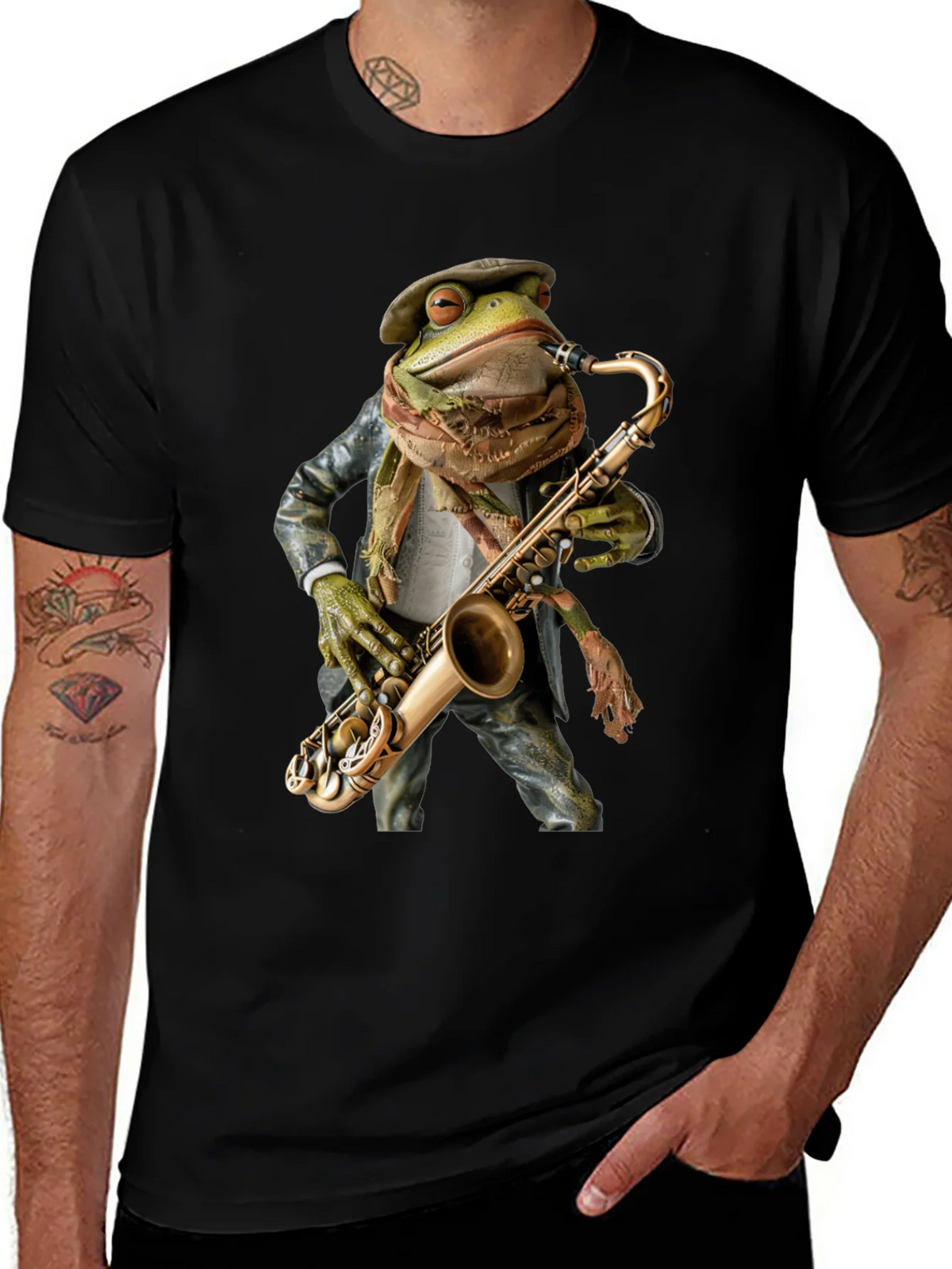 Jazz Frog Saxophone T-Shirt - Cool Musician Tee product image 1