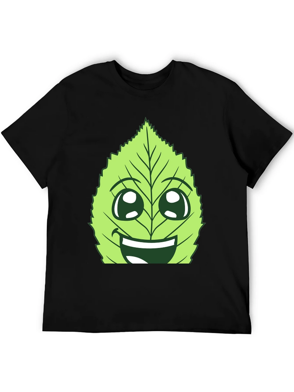 Funny Leaf Face Graphic T-Shirt - Black Cotton Tee product image 5