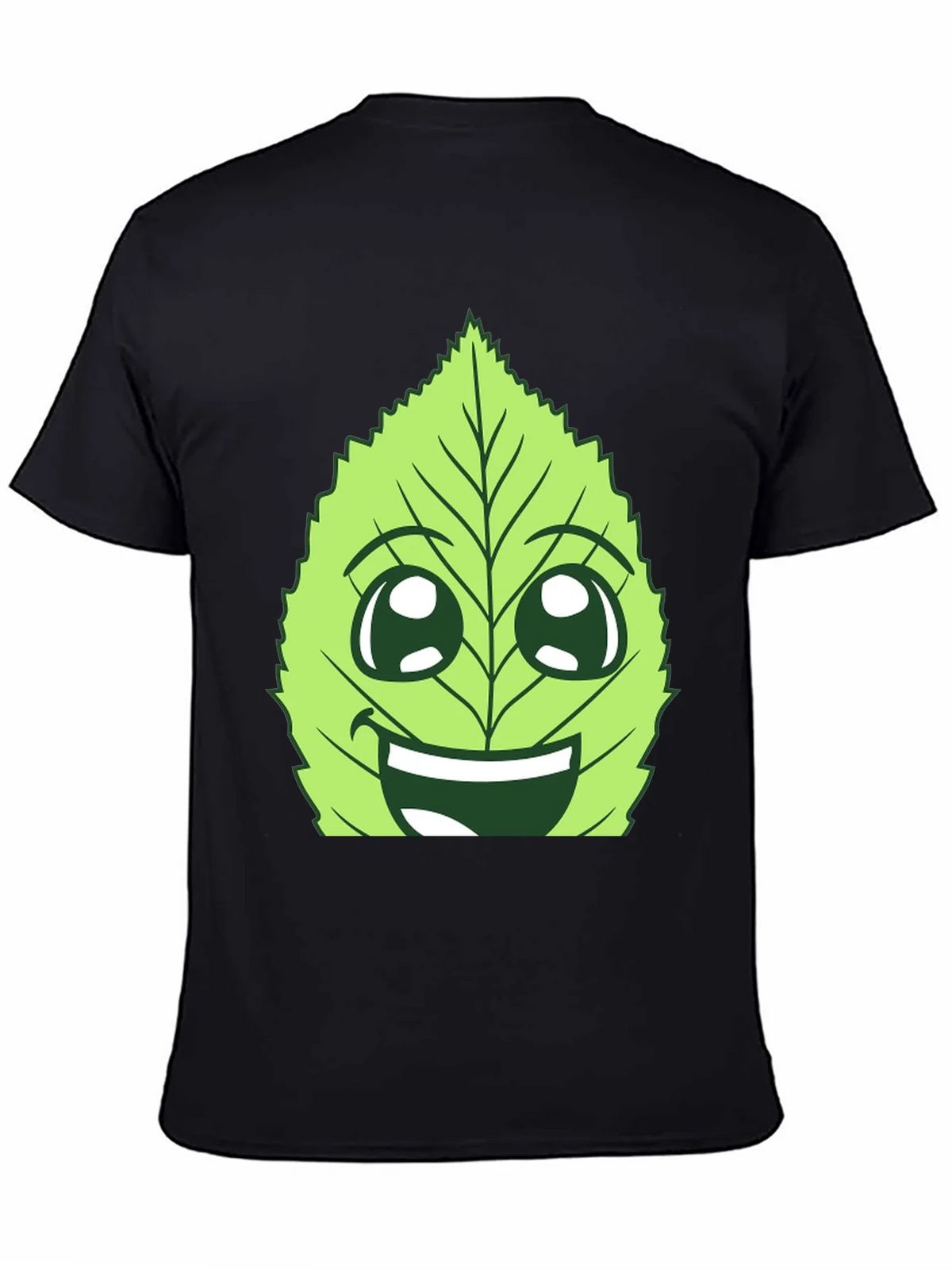 Funny Leaf Face Graphic T-Shirt - Black Cotton Tee product image 4
