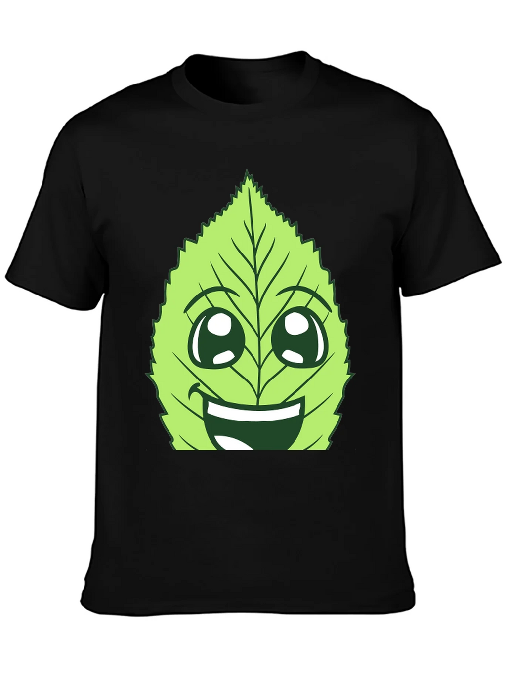 Funny Leaf Face Graphic T-Shirt - Black Cotton Tee product image 3